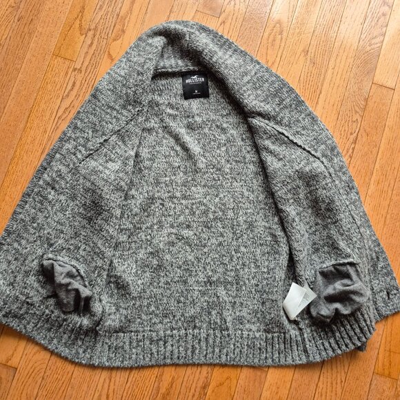 Hollister Cardigan Sweater Gray Knit Cotton Pockets Shawl Collar Men's Medium - Picture 6 of 11